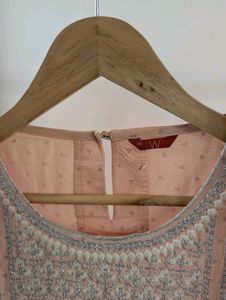 Peach Embroidered Kurti Top
