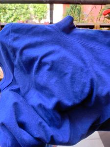 High Neck Blue Fitted Top