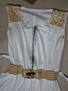 White &amp; Gold Accent Dress