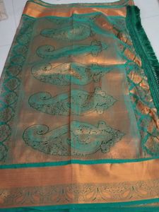 Gray with green silk Saree