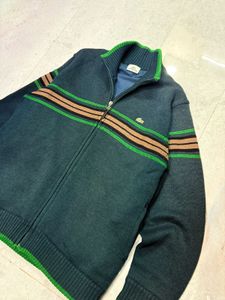 Lacoste Zip-Up Lambswool Knit Cardigan