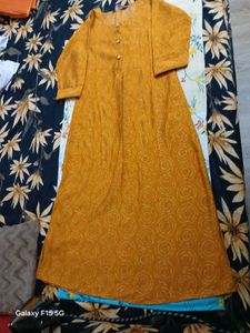 Libas Mustard Printed Kurti Size XS