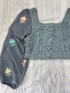 Floral Embroidered Crop Top