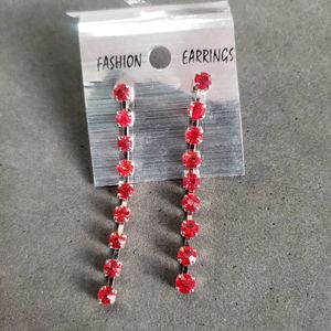 Red Gemstone Drop Earrings