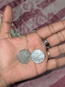 Singapore 50 cents 2 coins