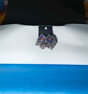 earrings white flower design and jhumka