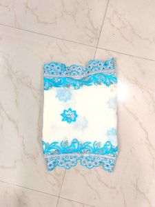 White &amp; Blue Sequence Sharara Set