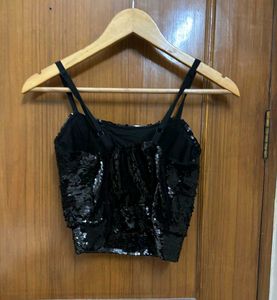 Sparkling Sequin Black Cami Top/ Blouse