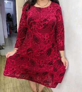 Red Paisley Print Tunic Dress