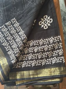 Black And White Cotton Silk Saree