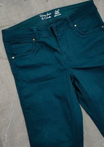 Teal Green Cotton Trouser Pant
