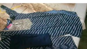 Elegant Blue Striped Kurta Set