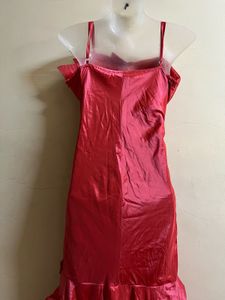 Pintrest Peach Designer Fishcut Silk Gown