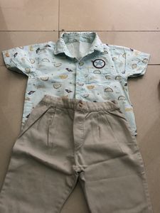Boys' Dinosaur Shirt & Khaki Pants Set