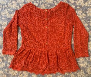 Coral Lace Peplum Top - Latin Quarters Brand