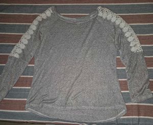 Gray Top w/ Lace Details