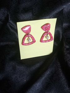 Pink Marble Dangle Earrings