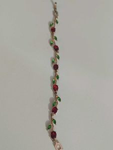 Floral Red &amp; Green Gem Bracelet