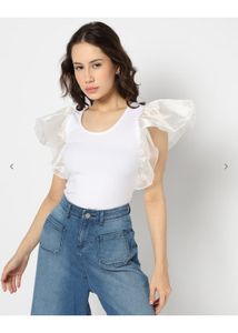Frill sleeves body suit