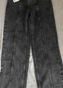 NewMe Charcoal Grey Solid Baggy Jeans- Size 26