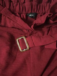 Chic Maroon Paperbag Waist Pants