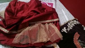 Red And GOLDEN Flared Skirt