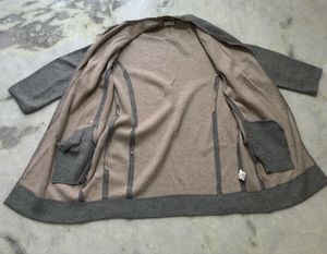 Gray Open Front Cardigan