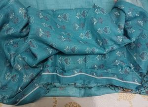 Pure Linen Cotton Saree with Tassel Finish