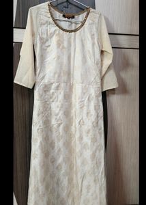 Cream Long Frock With Kothi