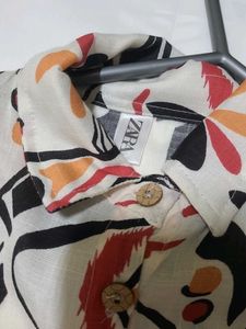 Abstract Print Button-Down Top
