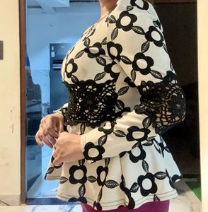 Floral Print &amp; Lace Top