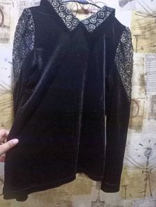 Velvet &amp; Lace Long Sleeve Top