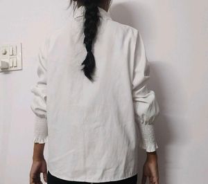 Side Collar White Formal Shirt