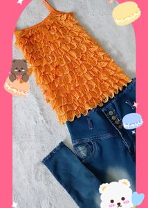 Combo Top And Jeans 🧡💙