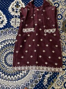 Maroon Embroidered Pakistani Suit
