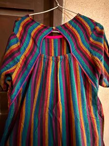 Taavi Striped Woven Straight High-low Kurta