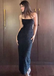 Low Back Glitter Hollow Long Dress