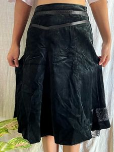 Black Velvet Midi Skirt
