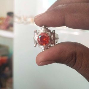 Pure Silver Maharaja Ring In Carnelian Gemstone