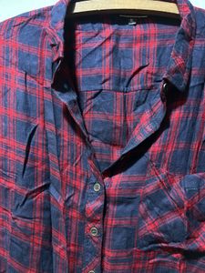 Red &amp; Navy Plaid Flannel