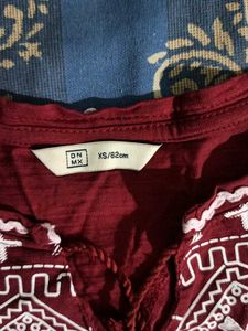 Burgundy Embroidered Top