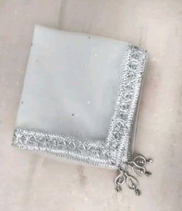 White Dupatta with latkan