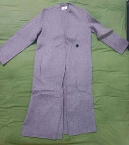 Woolen Winter Gray Long Coat For Girlsnd Womens