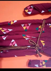 Maroon Geometric Print Dress