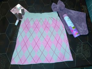 Pink Argyle Knit Mini Skirt