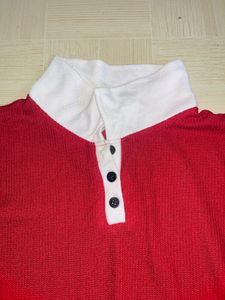 Classic Maroon Ribbed Polo Top
