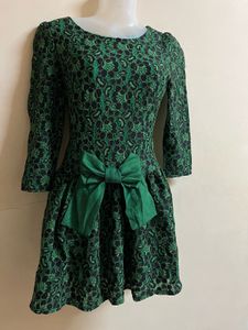 Green Lace Bow Dress