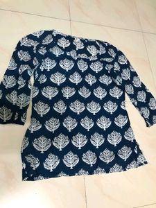 Blue Cotton Short Kurti