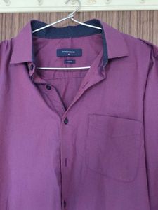 Peter England Slim Fit Formal Shirt - Burgundy