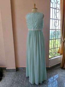 Mint Green Lace Chiffon Maxi Dress